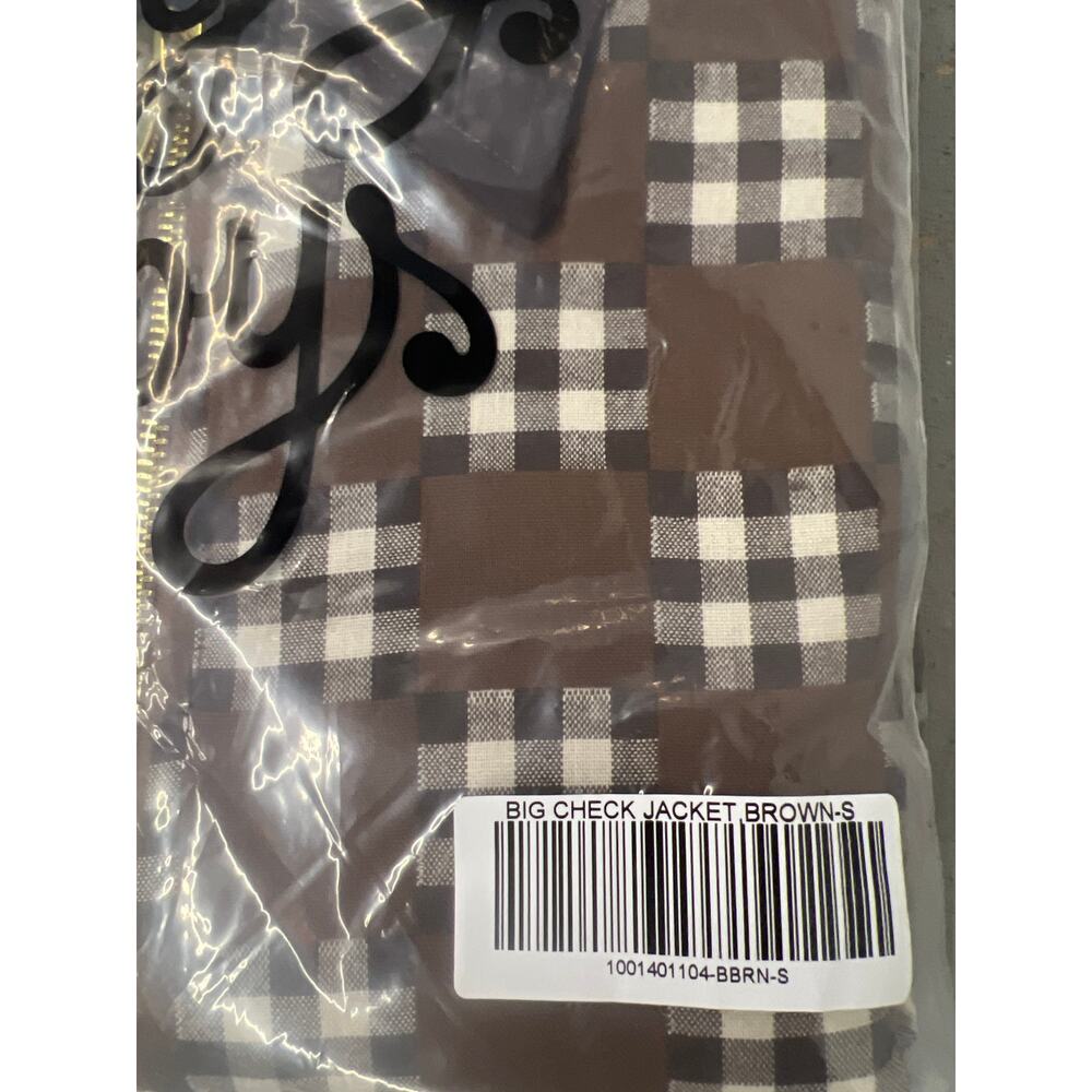 Bogey Boys Sz SM Brown Big Check Full Zip Collared Bomber Jacket - Picture 3 of 7